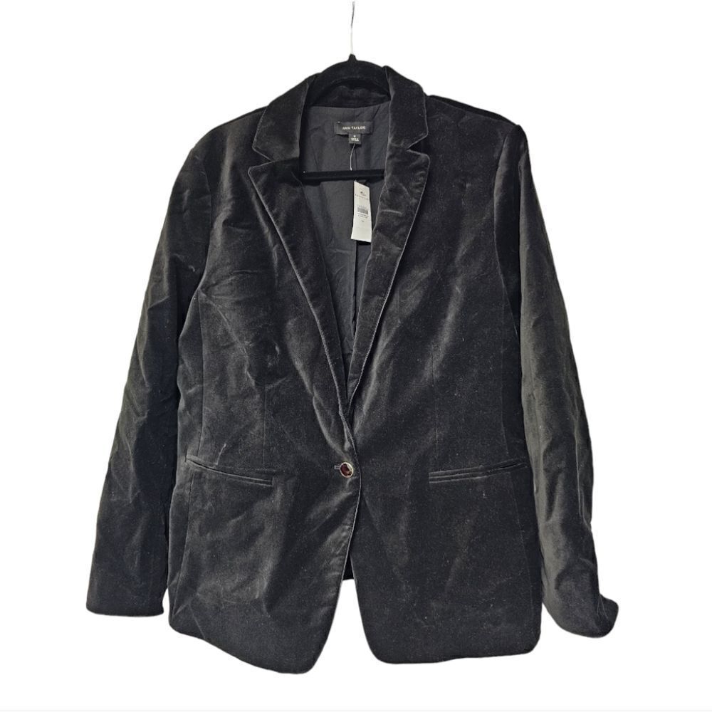 🔥🔥🔥NEW ANN TAYLOR Black Velvet Blazer‎ Jacket - Size 18